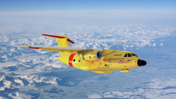 Картинка embraer+kc-390 авиация грузовые+самолёты реактивный двухмоторный транспортный самолет желтый