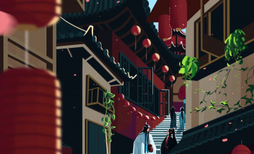 Картинка аниме mo+dao+zu+shi лань ванцзы вэй усянь улица город