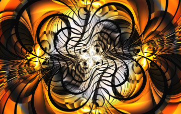 Картинка 3д+графика фракталы+ fractal желтый фрактал