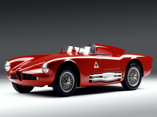Обои картинки фото alfa, romeo, 750, competizione, автомобили, sport, red, retro, 1955, красная, спорт, ретро