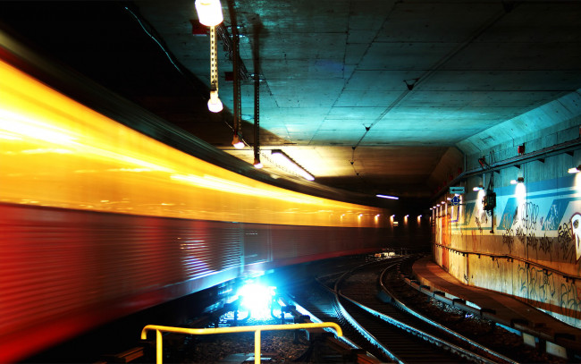 Обои картинки фото underground, техника, метро, поезд, тоннель