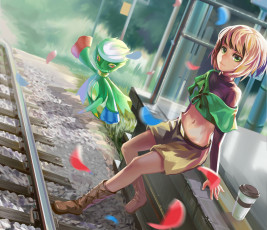 Картинка аниме pokemon natane roserade xiamianliele арт железная дорога лепестки девушка