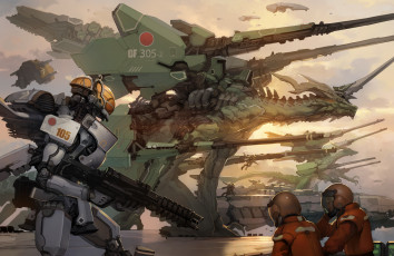 Картинка аниме -weapon +blood+&+technology оружие takayama toshiaki робот арт машины меха драконы войны