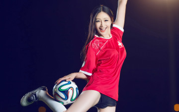 Картинка девушки -unsort+ азиатки фон мяч улыбка
