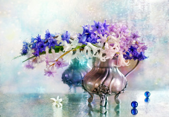 Картинка цветы гиацинты ваза шарики