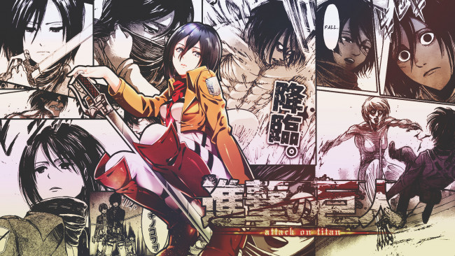 Обои картинки фото аниме, shingeki no kyojin, атака, титанов