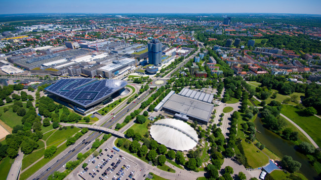 Обои картинки фото olympiaturm north-east view,  m&, 252, nchen, города, мюнхен , германия, спорткомплекс