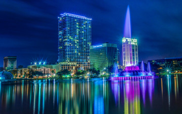 Картинка орландо флорида сша города -+огни+ночного+города городские огни ночь небоскребы