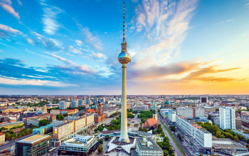 Картинка города берлин+ германия панорама телевышка