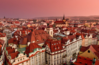 Картинка prague czech republic города прага Чехия здания крыши панорама