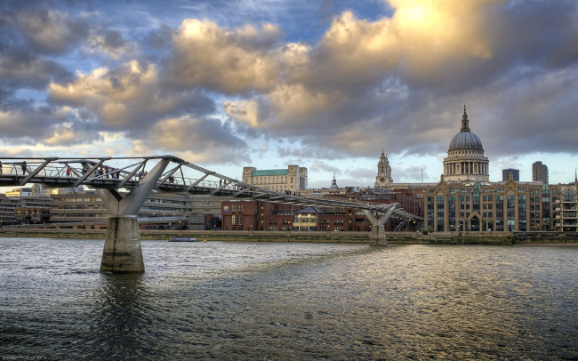 Обои картинки фото города, лондон, великобритания, мост, река, здания