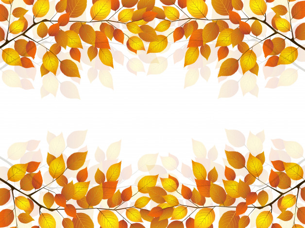 Обои картинки фото векторная графика, природа, веточка, листья, осень, белый, фон