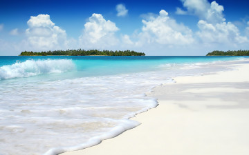 обоя природа, побережье, море, песок, волны