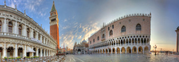 обоя piazza, san, marco, venice, italy, города, венеция, италия, панорама, площадь, сан-марко, дворец, дожей, кампанила, колокольная, башня