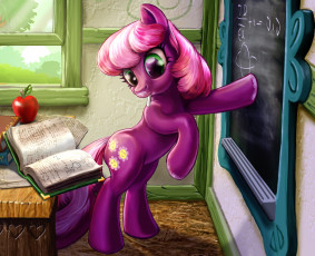 Картинка рисованные животные сказочные мифические доска лошадка яблоко книга