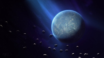 Картинка космос арт метеориты планета