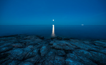 Картинка соммерс +финский+залив +россия природа побережье море берег небо луна камни ночь