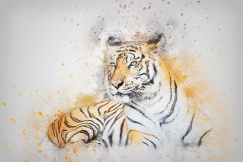 Картинка рисованное животные +тигры тигр