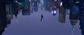 Картинка spider-man +into+the+spider-verse рисованное комиксы паук город мальчик