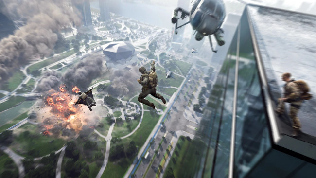 Обои картинки фото видео игры, battlefield 2042, десант, вертолет, город