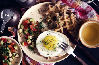 Картинка еда яичные+блюда салат яичница вафли