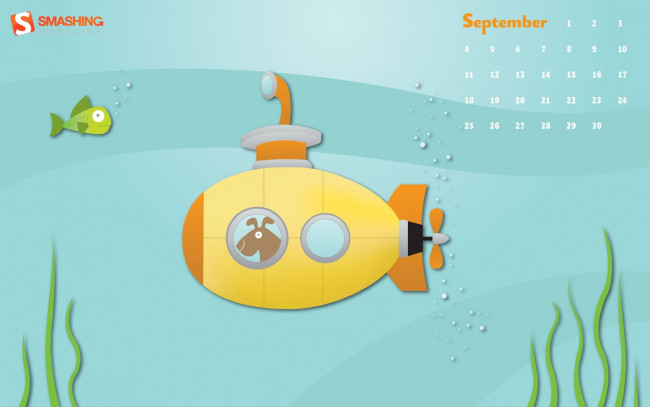 Обои картинки фото календари, рисованные, векторная, графика, собака, подводная, лодка