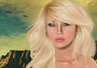 Картинка 3д графика portraits портрет блондинка девушка лицо