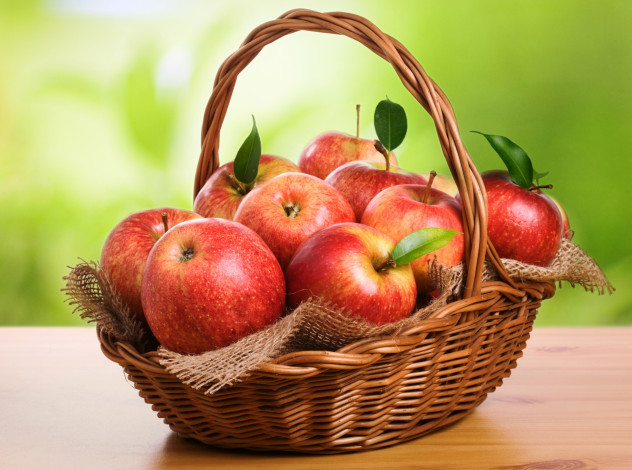 Обои картинки фото еда, Яблоки, корзина, яблоки