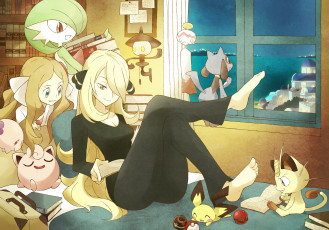Картинка аниме pokemon комната покемоны девушки