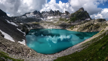 Картинка природа реки озера скалы камни озеро альпы горы