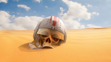 обоя фэнтези, _star wars, пустыня, шлем, череп, star, wars, песок