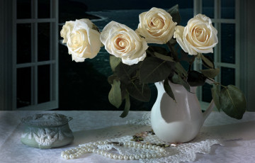 Картинка цветы розы ожерелье винтаж букет стиль