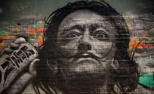 Обои картинки фото разное, граффити, стена, сальвадор, дали, картина
