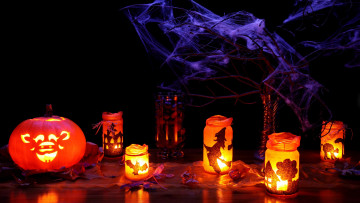 Картинка праздничные хэллоуин тыква фонарики