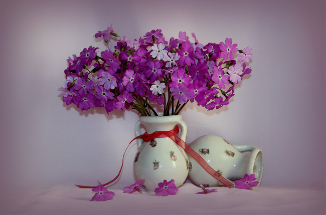 Обои картинки фото цветы, примулы, примула, ваза, конкурс, букетик, букет, весна, вазочка