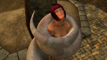 Картинка 3д+графика фантазия+ fantasy девушка змея фон взгляд