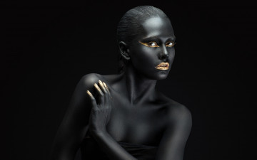 Картинка девушки -+креатив +косплей чёрный цвет креатив боди-арт cosplay брюнетка девушка модель макияж причёска взгляд
