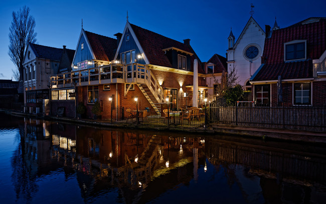 Обои картинки фото alkmaar, netherlands, города, - огни ночного города