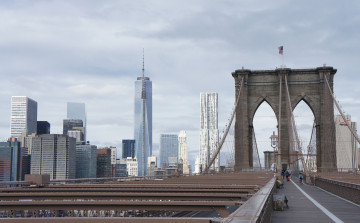 Картинка города -+мосты бруклинский мост манхэттен нью йорк сша