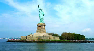 обоя города, нью, йорк, сша, нью-йорк, остров, статуя, свободы