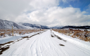 Картинка природа дороги холмы снег зима