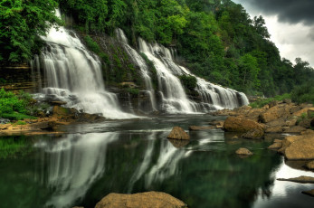 Картинка природа водопады лес камни потоки вода