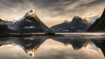Картинка reflection природа реки озера горы вершины снега река отражение