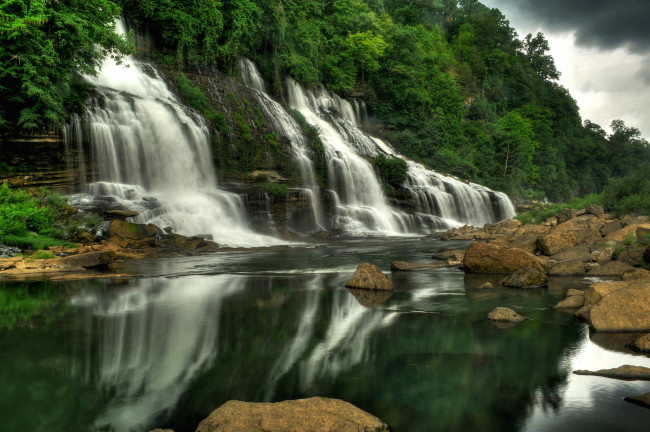 Обои картинки фото природа, водопады, лес, камни, потоки, вода