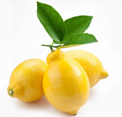 Картинка еда цитрусы листья три лимона