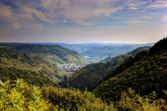 Картинка германия кохем природа пейзажи горы долина дома лес