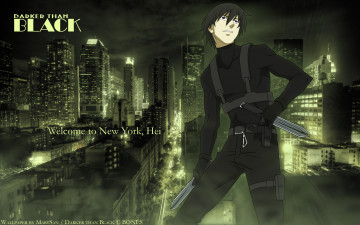 Картинка аниме darker+than+black marysan hei new york мужчина город ночь здания оружие