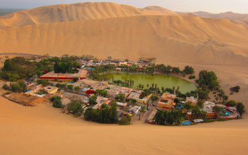 Картинка города -+пейзажи пустыня оазис вода дома песок