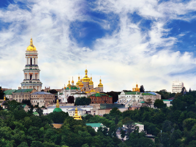 Обои картинки фото киeво-печерская лавра киев, города, киев , украина, киев, лавра, киeво-печерская, панорама, храм