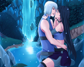 Картинка разное арты пара девушка парень водопад суйгетцу аниме наруто романтика арт